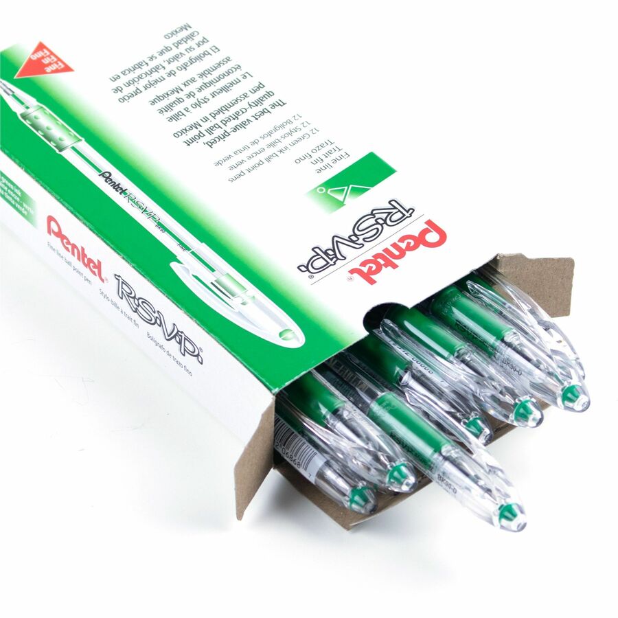 Pentel R.S.V.P. Ballpoint Pen, (0.7mm), Green Ink - BK90-D-NVXC