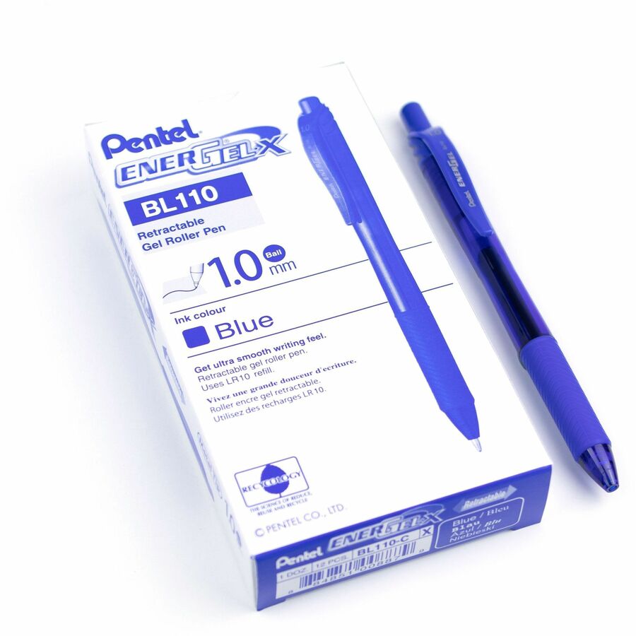Pentel EnerGel-X Retractable Gel Roller, (1.0mm) Metal Tip, Blue Ink - BL110-C-NVXC