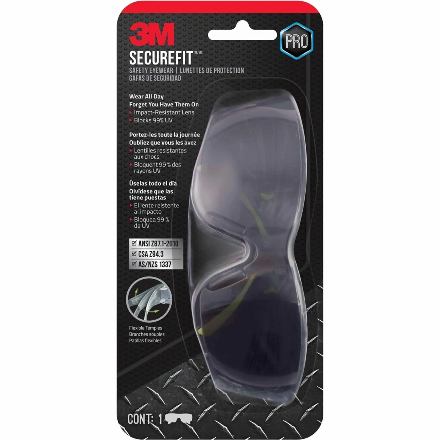 3M SecureFit 400 Safety Eyewear, Gray, Anti-Fog