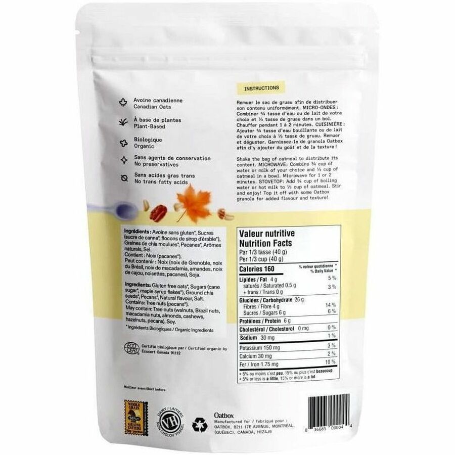 Oatbox Maple and Pecan Oatmeal (300g) - OTM0033.0300.008