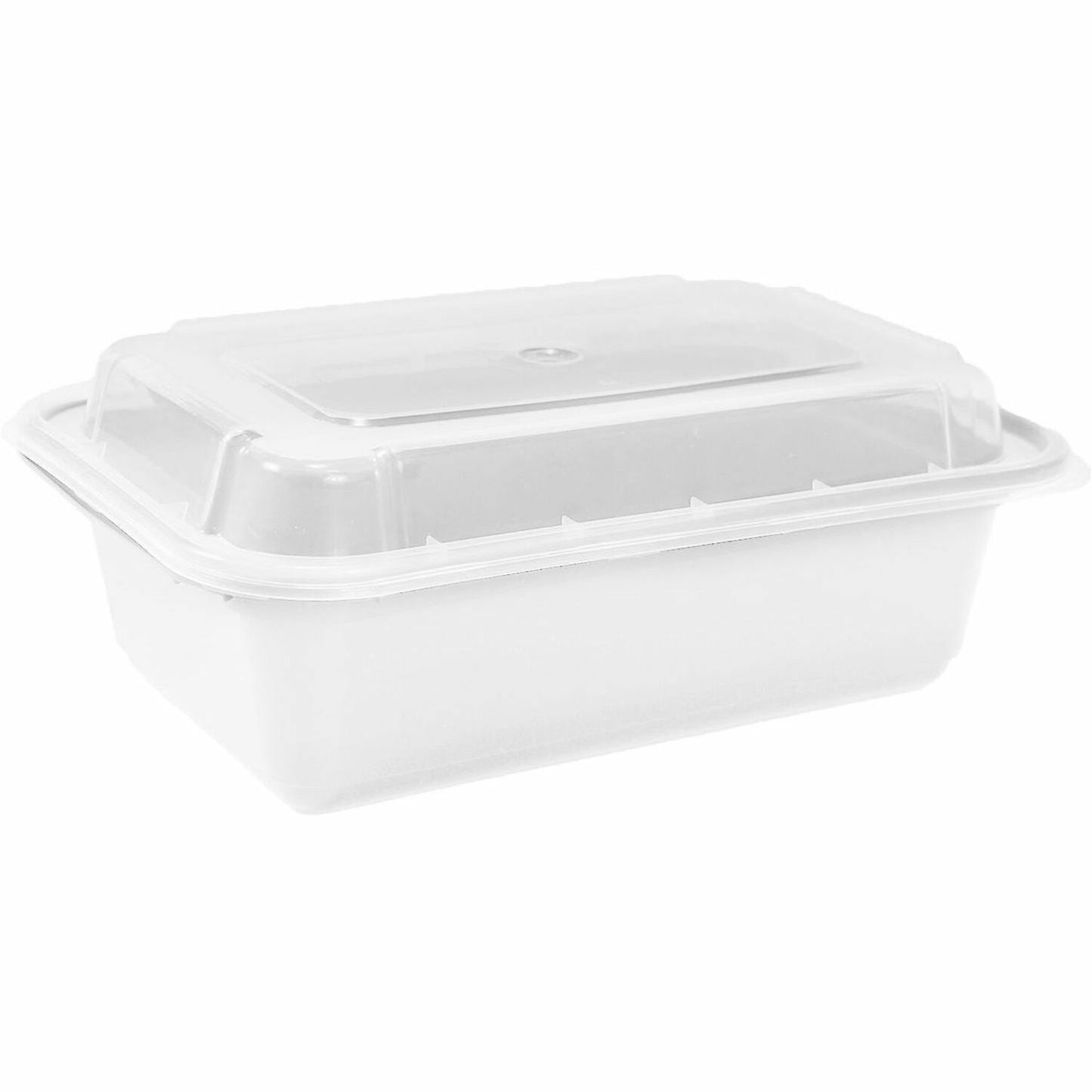 Chef Elite Plastic Containers with Lids - 16oz - Rectangular - White