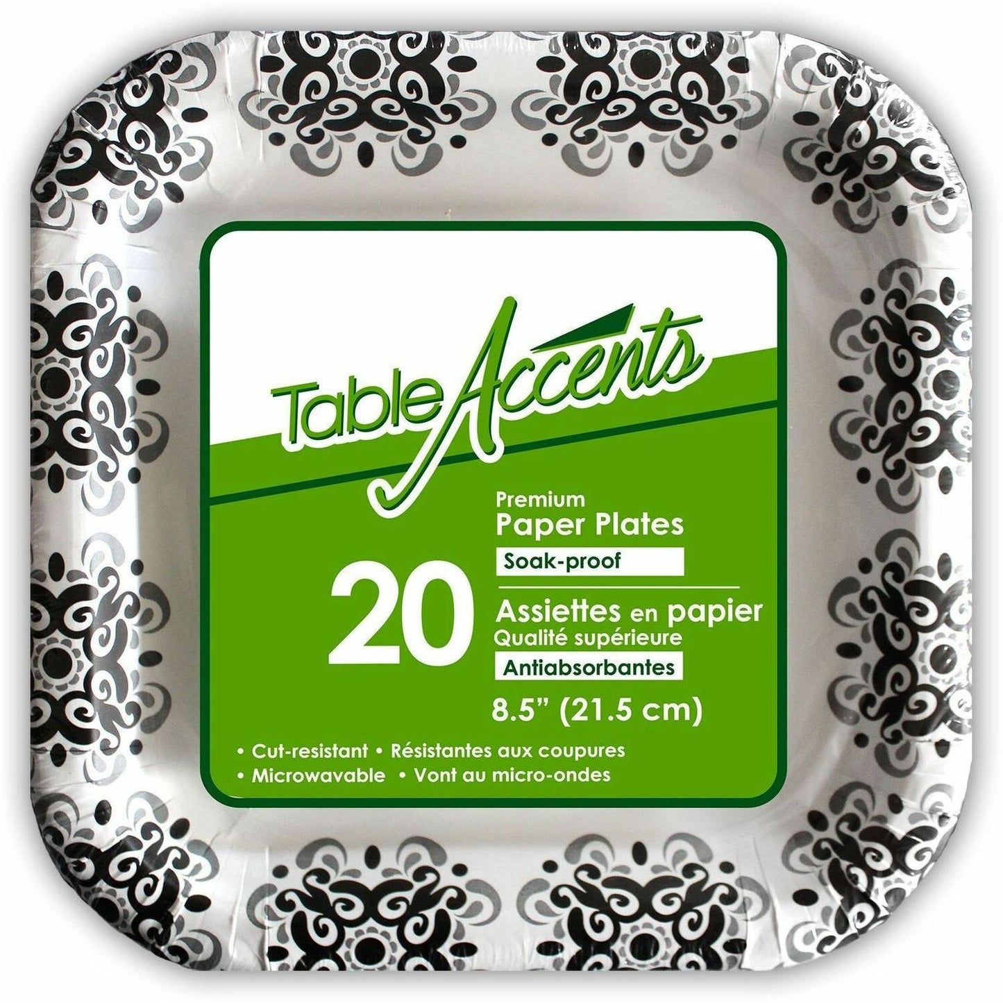 Chef Elite Table Accents - Premium Paper Plates - 8.5" - Soak-proof - Square - 20Pk