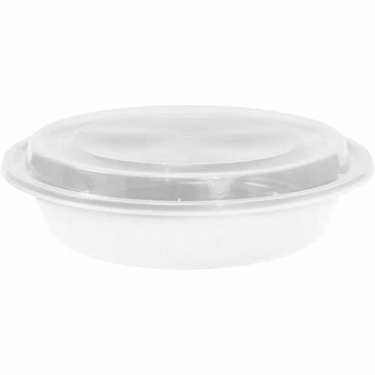 Chef Elite Plastic Containers with Lids - 22oz - Round - White