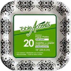 Chef Elite Table Accents - Premium Paper Plates - 10" - Soak-proof - Square - 20Pk