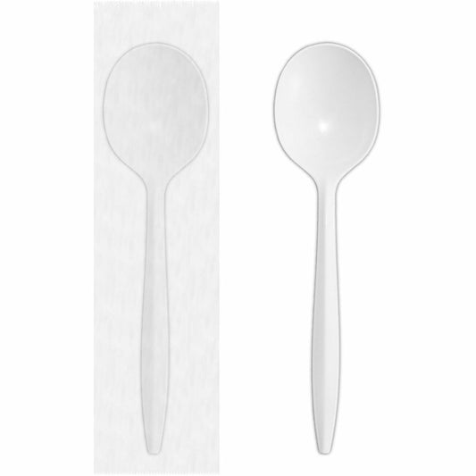 Dorfin Table Accents - Polypropylene Soup Spoons - 5.5" - Individually Wrapped