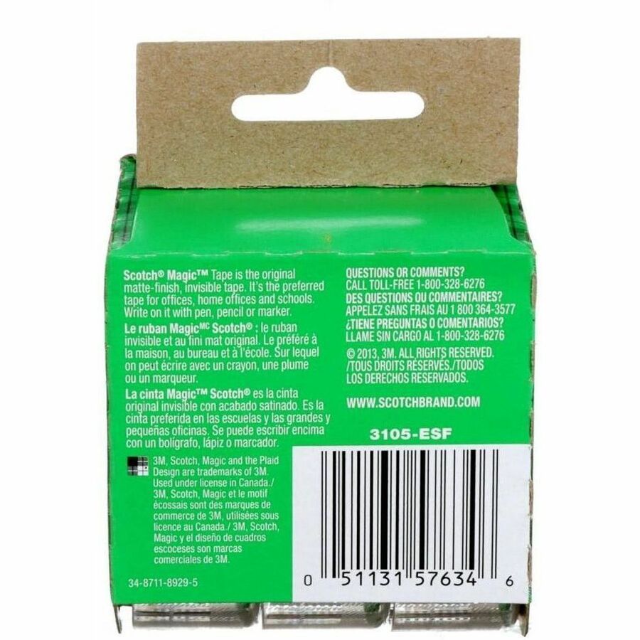 Scotch Magic Tape, 3105-ESF, 3/4 in x 300 in (19 mm x 7.62 m) - 3105-ESF