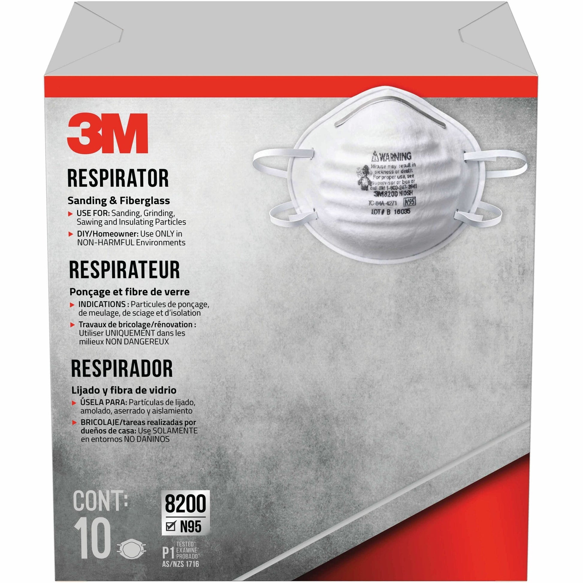 3M Sanding & Fibreglass Respirator 8200H3-DC (N95)