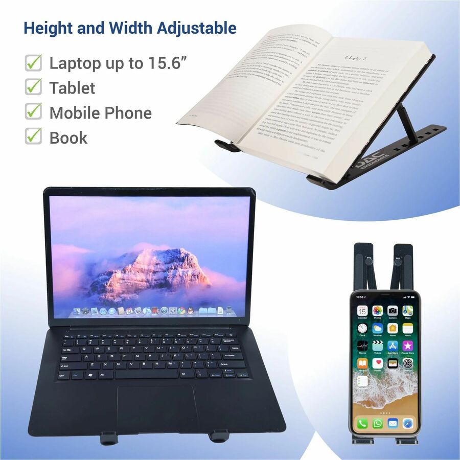 DAC&reg; MP-222 Portable and Adjustable Laptop/Tablet Stand, Black - MP-222