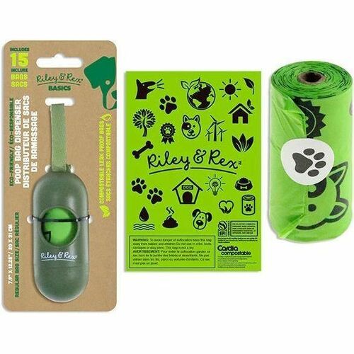 Riley & Rex Basics Capsule Poop Bag Dispenser with/15 Compostable Bags