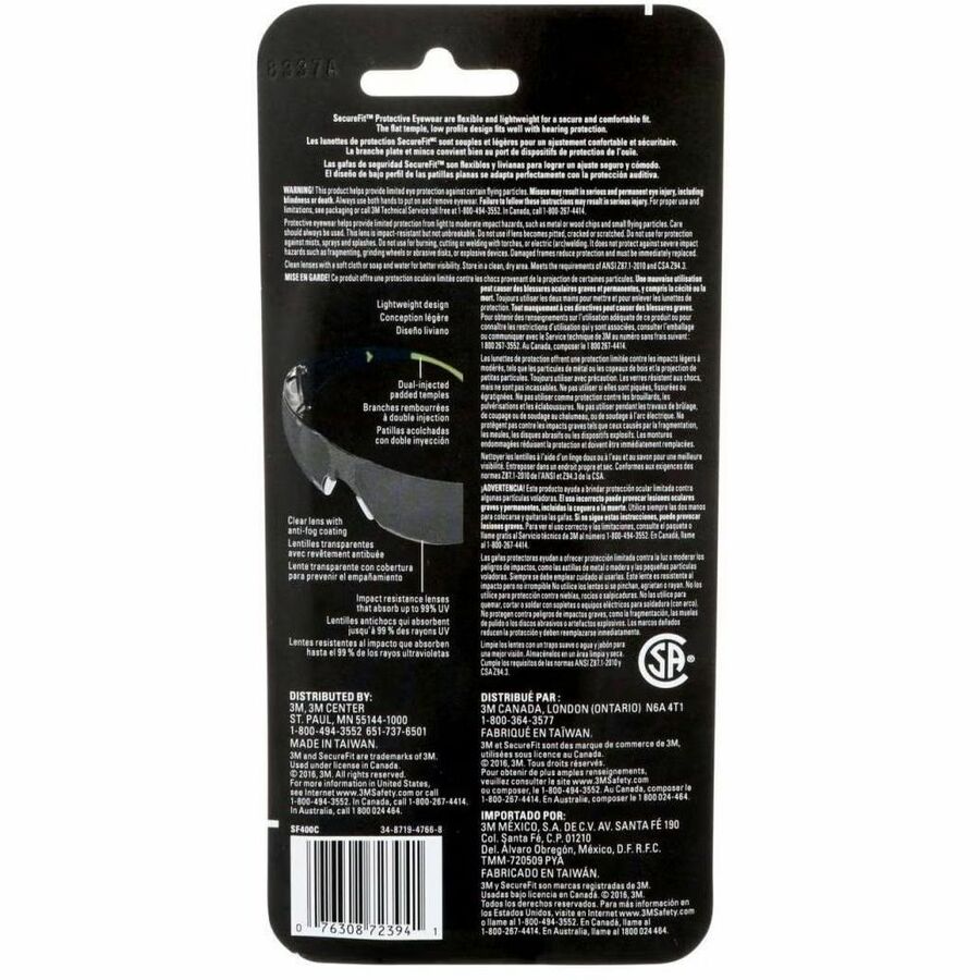 3M SecureFit 400 Safety Glasses - SF400C-WV-6-PS