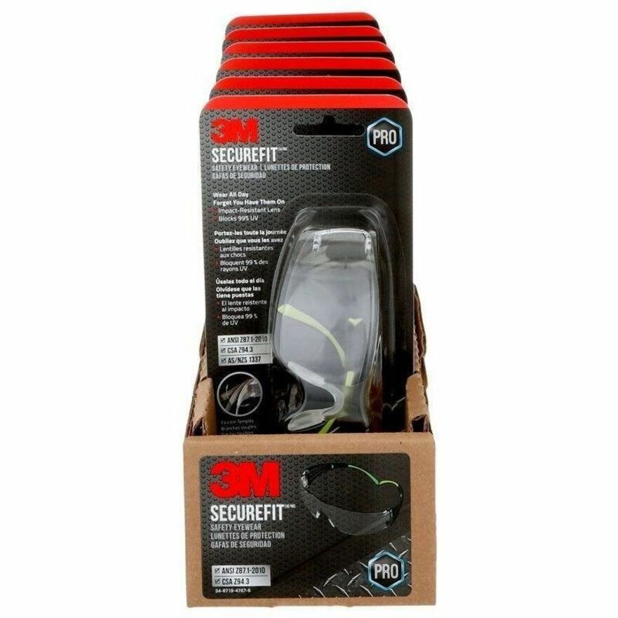 3M SecureFit 400 Safety Glasses - SF400C-WV-6-PS