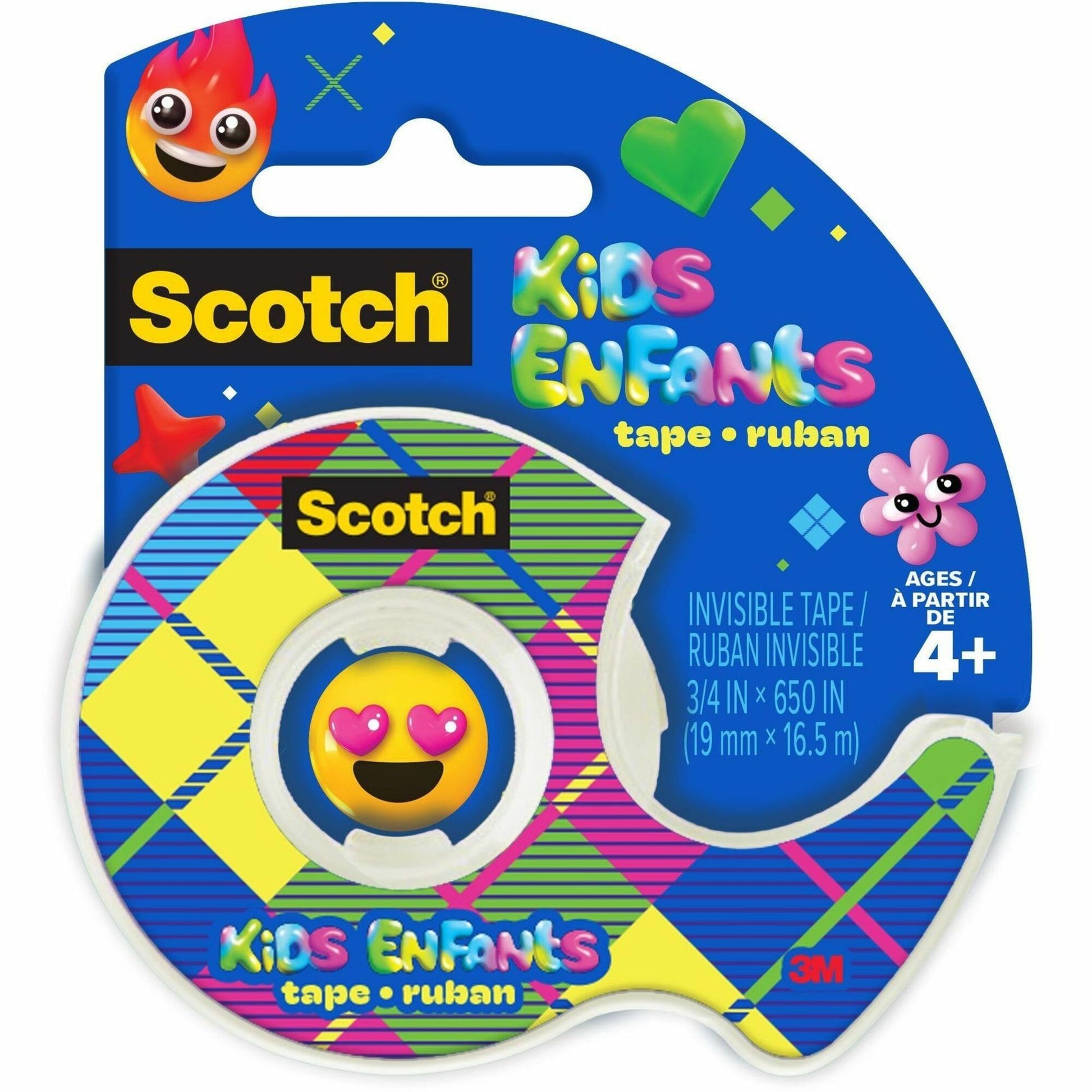 3M Kids Tape 3/4 in x 650 in, Invisible Tape