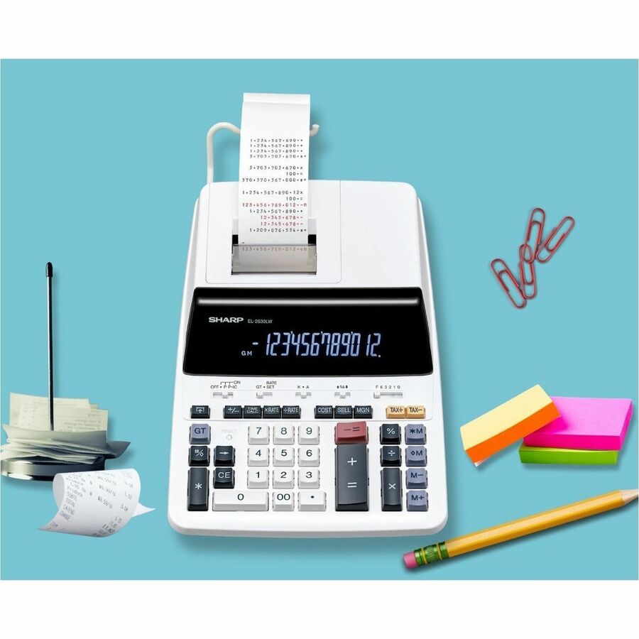 Sharp 12 Digit Commercial Printing Calculator - EL2630LW