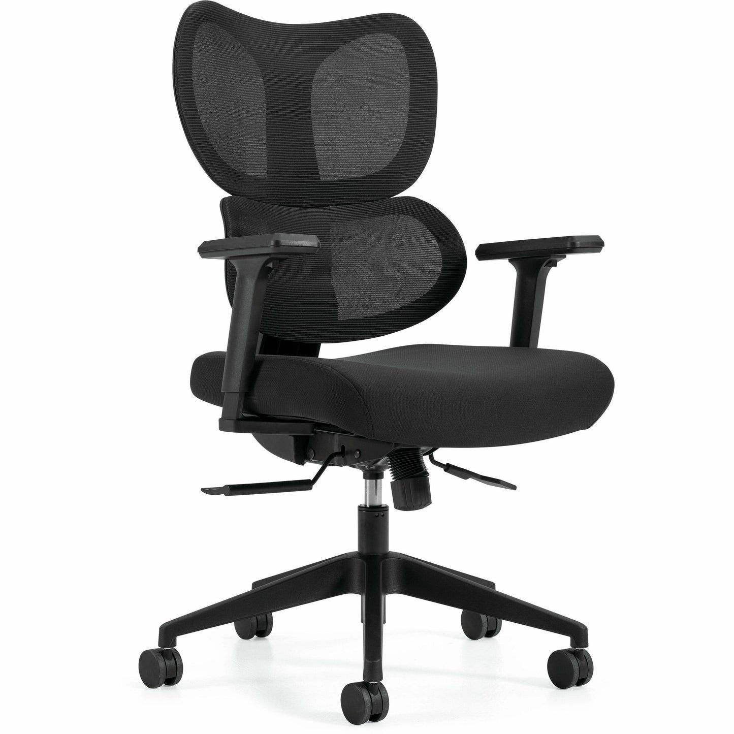 Wave High Back Synchro-Tilter, Mesh Back and Uph Seat, Black/Black