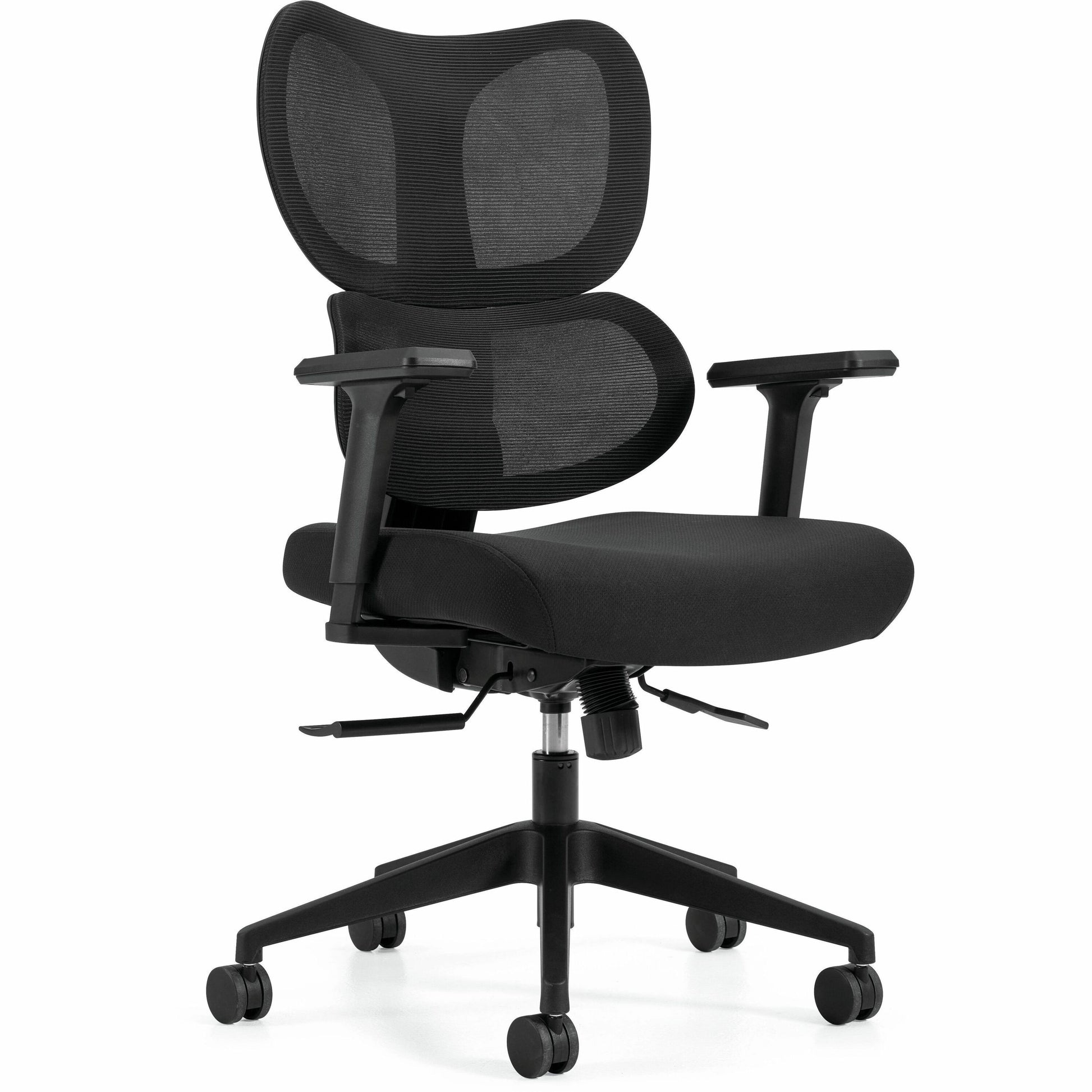 Wave High Back Synchro-Tilter, Mesh Back and Uph Seat, Black/Black