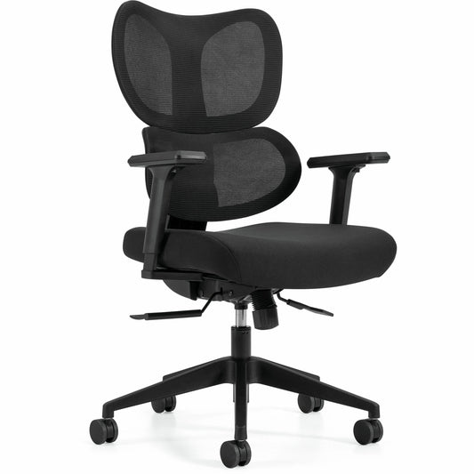 Wave High Back Synchro-Tilter, Mesh Back and Uph Seat, Black/Black