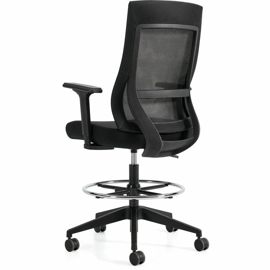 Zim High Back Height Adjustable Stool, Mesh Back and Uph Seat, Black/Black - OTG11353B