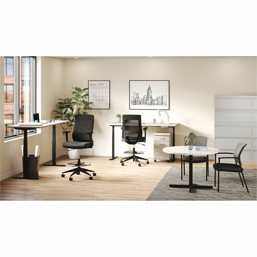Zim High Back Height Adjustable Stool, Mesh Back and Uph Seat, Black/Black - OTG11353B