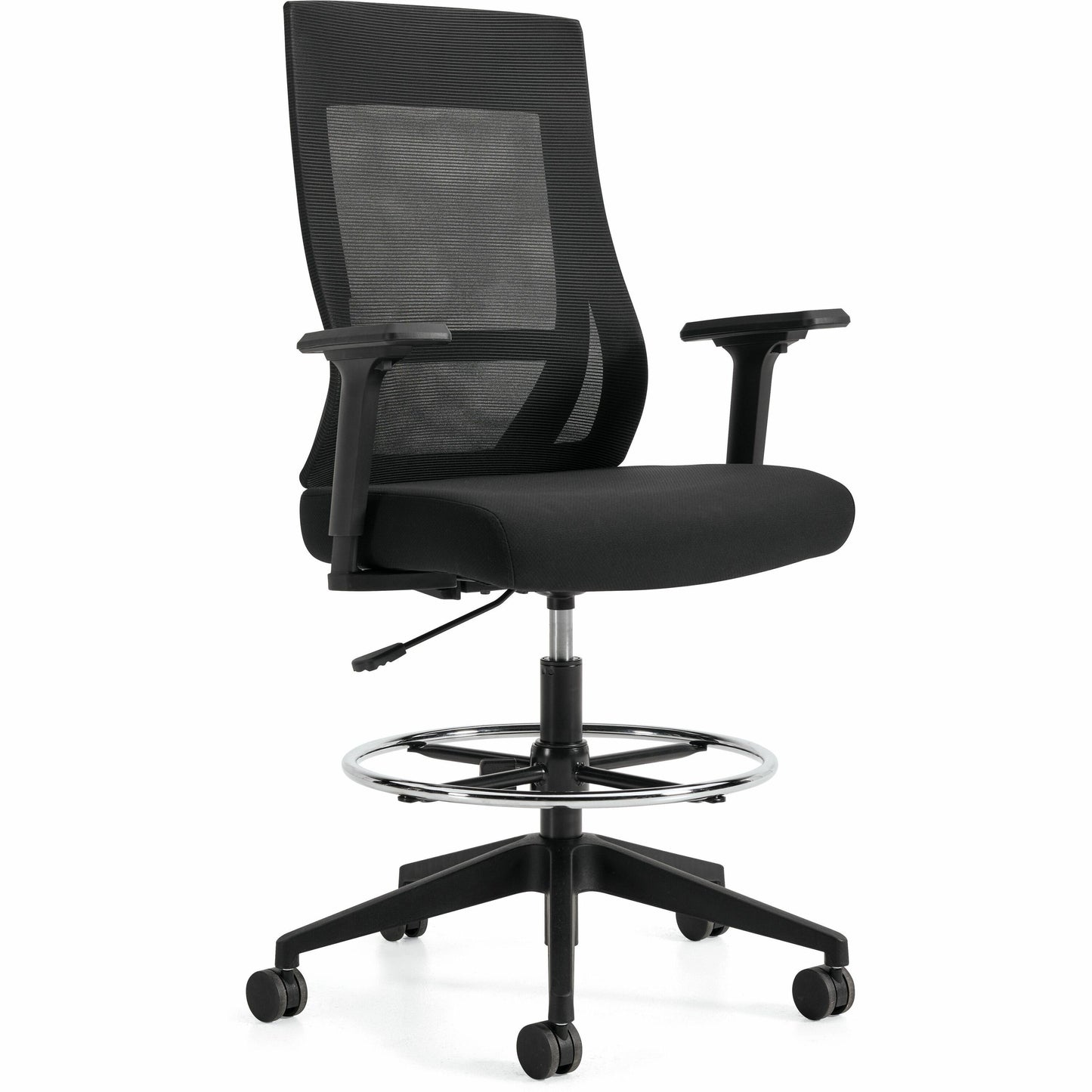 Zim High Back Height Adjustable Stool, Mesh Back and Uph Seat, Black/Black