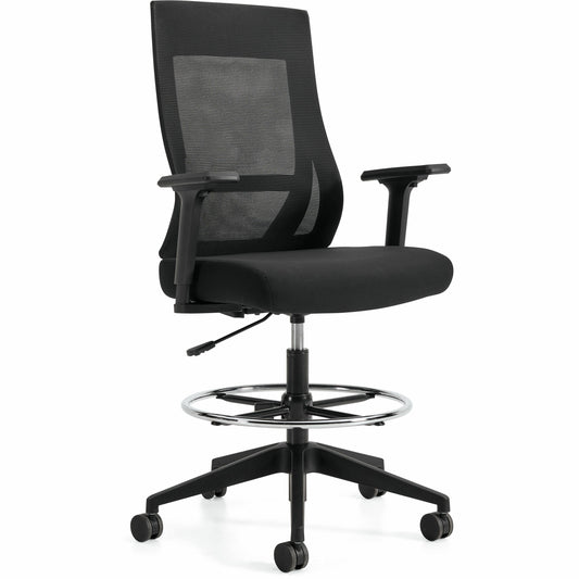 Zim High Back Height Adjustable Stool, Mesh Back and Uph Seat, Black/Black
