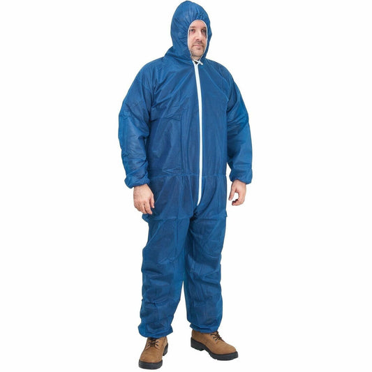 Zenith Hooded Coveralls, 2X-Large, Blue, Polypropylene
