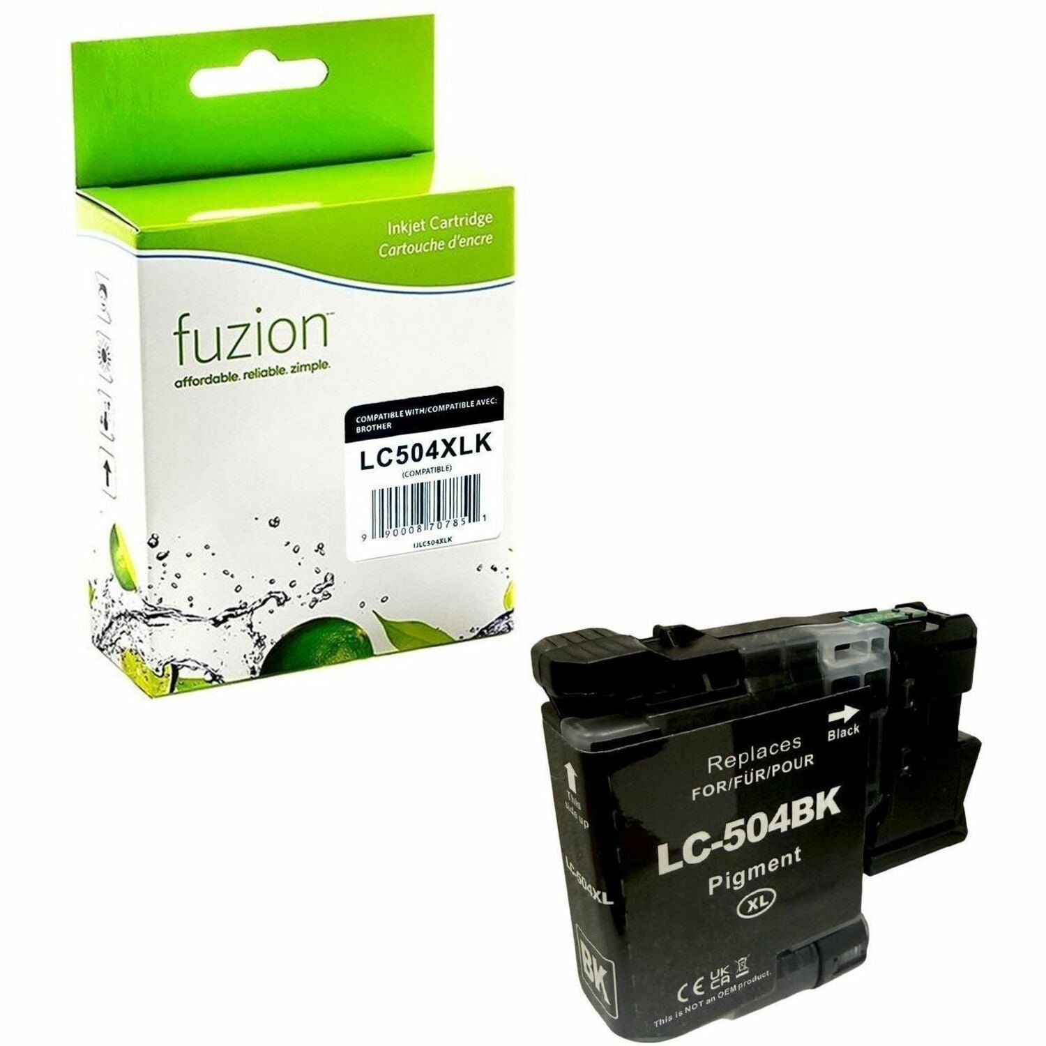 Fuzion Inkjet Ink Cartridge - Alternative for Brother LC504XLKS - Black - 1 Each