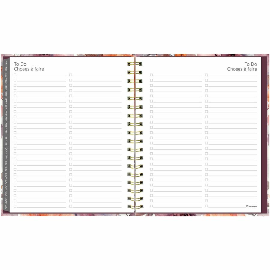 Blueline Floral Blush Monthly Planner Hard Cover 11" x 8-1/2" Bilingual Floral Blush - C489017B.01