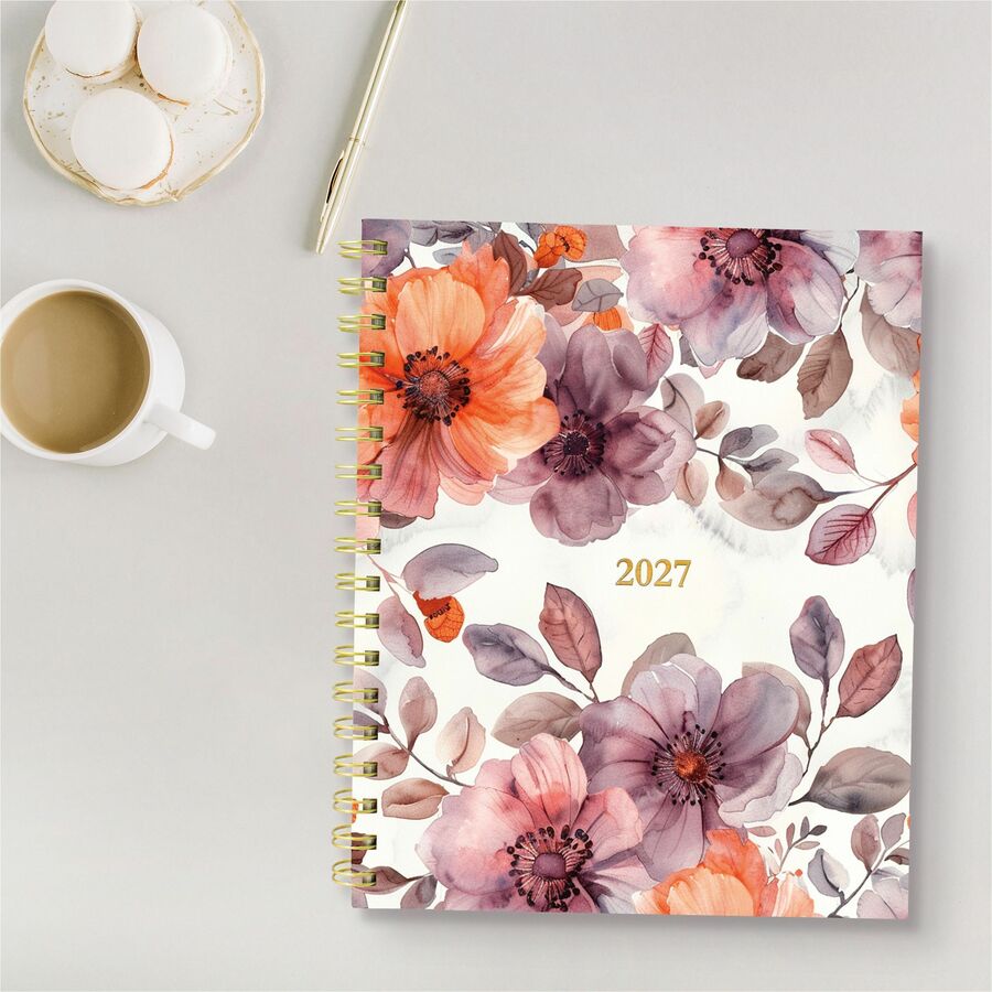 Blueline Floral Blush Monthly Planner Hard Cover 11" x 8-1/2" Bilingual Floral Blush - C489017B.01