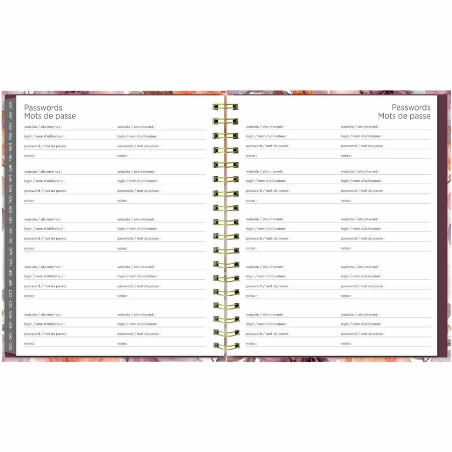 Blueline Floral Blush Monthly Planner Hard Cover 11" x 8-1/2" Bilingual Floral Blush - C489017B.01