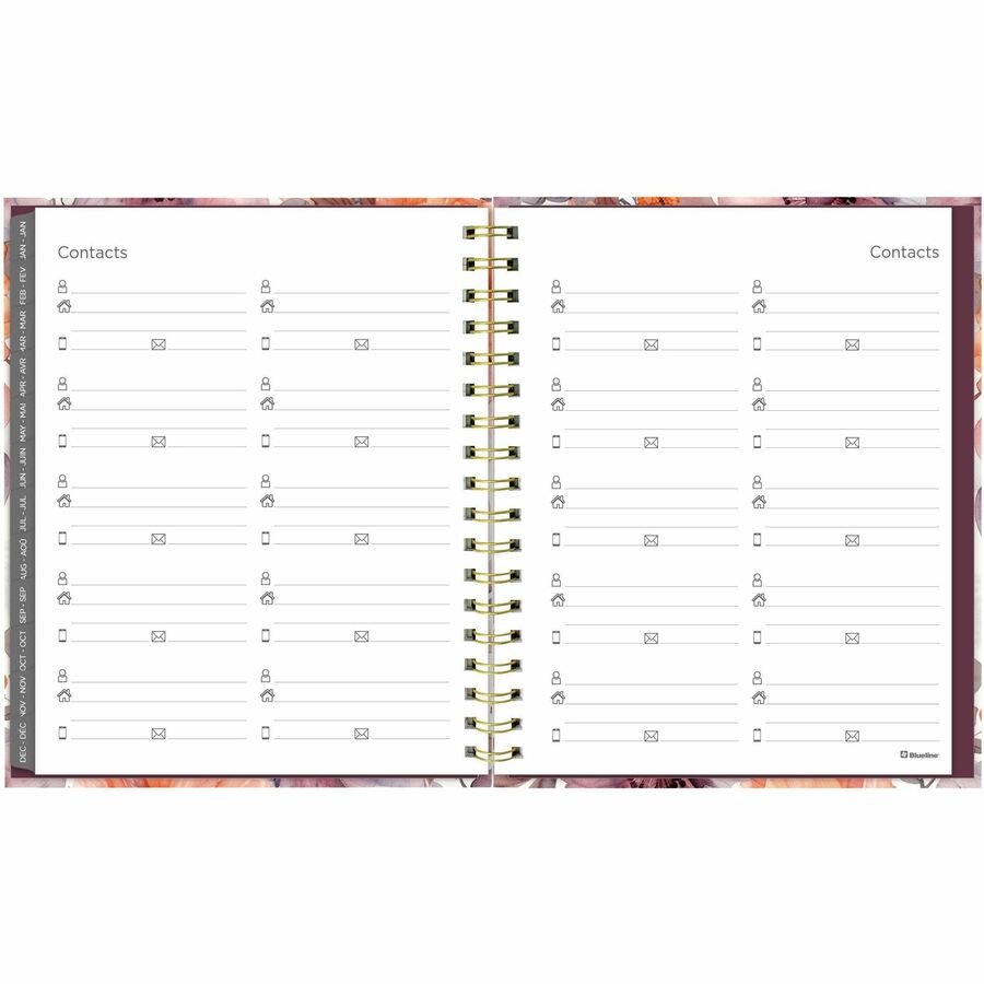Blueline Floral Blush Monthly Planner Hard Cover 11" x 8-1/2" Bilingual Floral Blush - C489017B.01