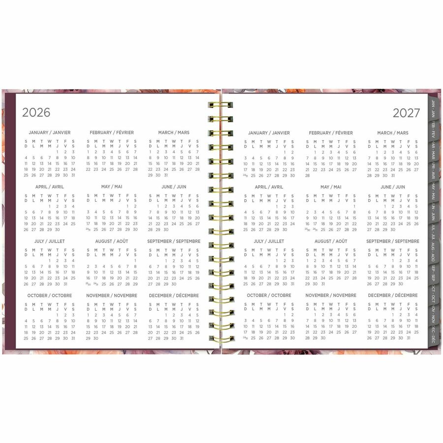 Blueline Floral Blush Monthly Planner Hard Cover 11" x 8-1/2" Bilingual Floral Blush - C489017B.01