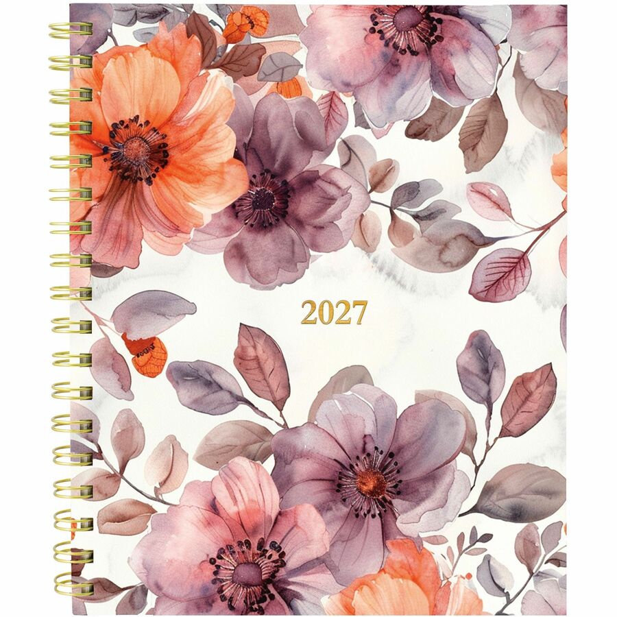 Blueline Floral Blush Monthly Planner Hard Cover 11" x 8-1/2" Bilingual Floral Blush - C489017B.01