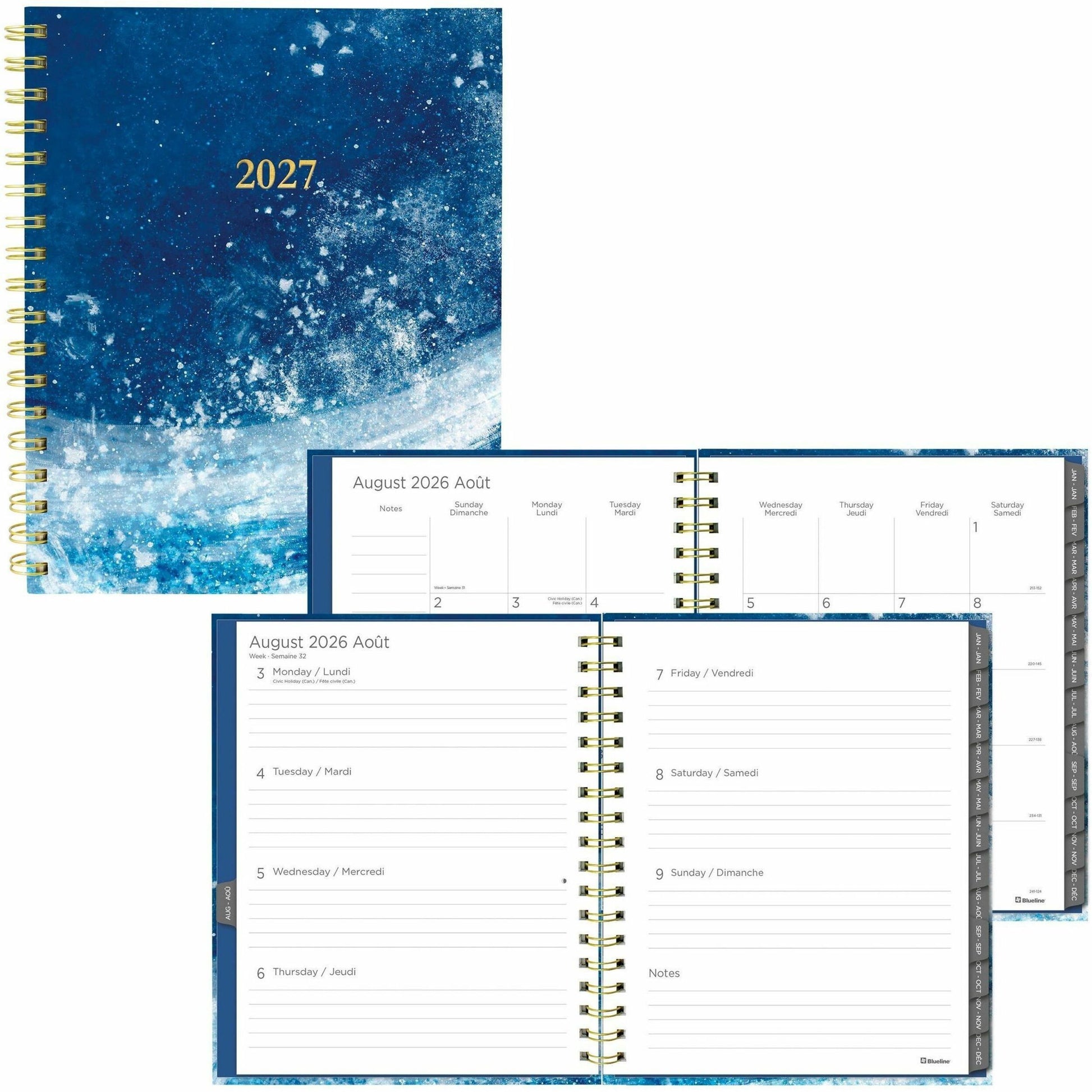 Blueline Weekly/Monthly Planner Hard Cover 9-1/4" x 7-1/4" Bilingual Celestial