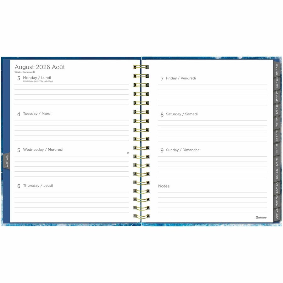 Blueline Weekly/Monthly Planner Hard Cover 9-1/4" x 7-1/4" Bilingual Celestial - C479017B.01