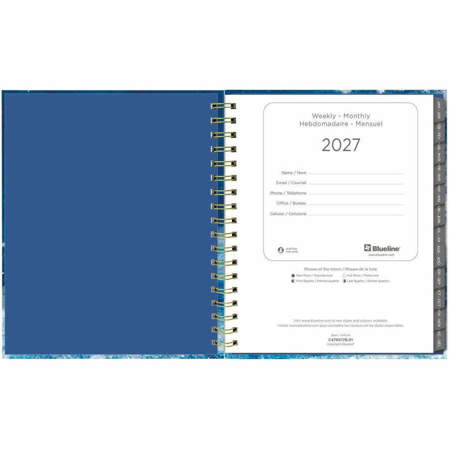 Blueline Weekly/Monthly Planner Hard Cover 9-1/4" x 7-1/4" Bilingual Celestial - C479017B.01