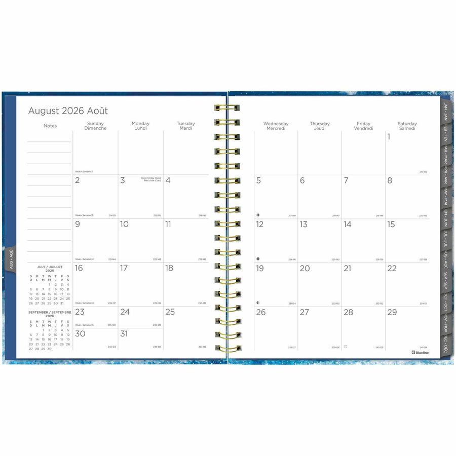 Blueline Weekly/Monthly Planner Hard Cover 9-1/4" x 7-1/4" Bilingual Celestial - C479017B.01