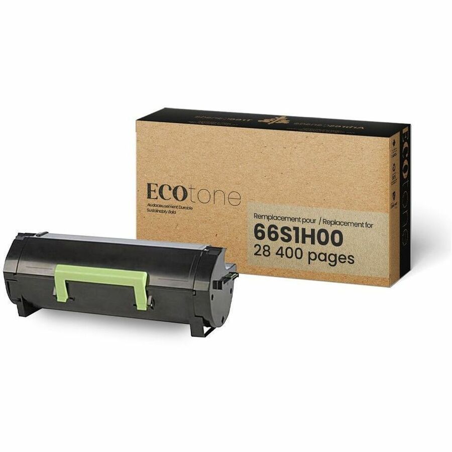 Ecotone Remanufactured High Yield Laser Toner Cartridge - Alternative for Lexmark 66S1H00 - Black - 1 Each