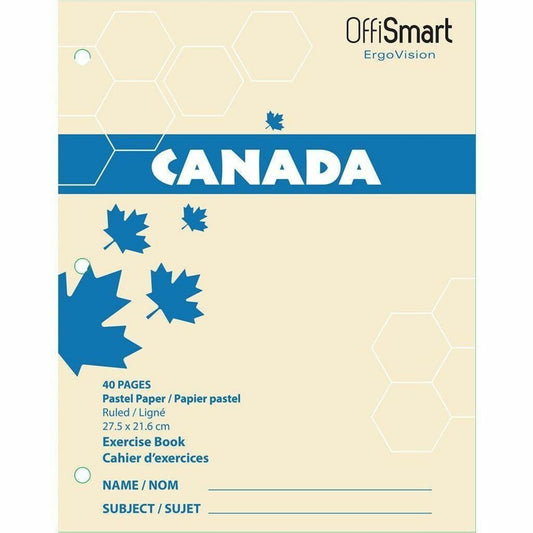 OFFISMART ErgoVision Ruled Exercise Notebook, Cream Paper, 40pg