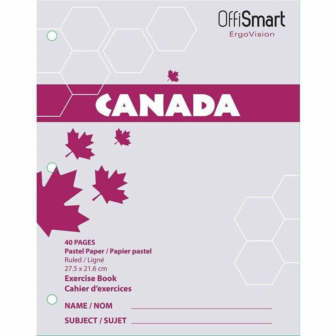 OFFISMART ErgoVision Ruled Exercise Notebook, Pastel Violet, 40pg