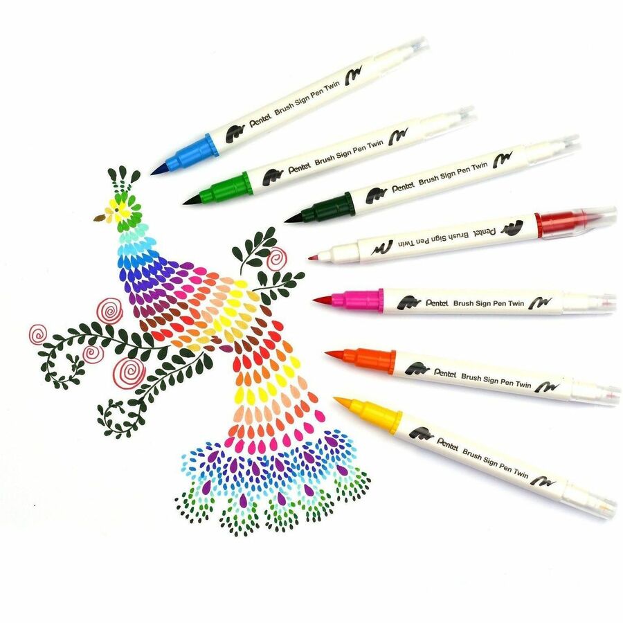 Pentel Brush Sign Pen Twin - 18-Colour Set - SESW30C-18