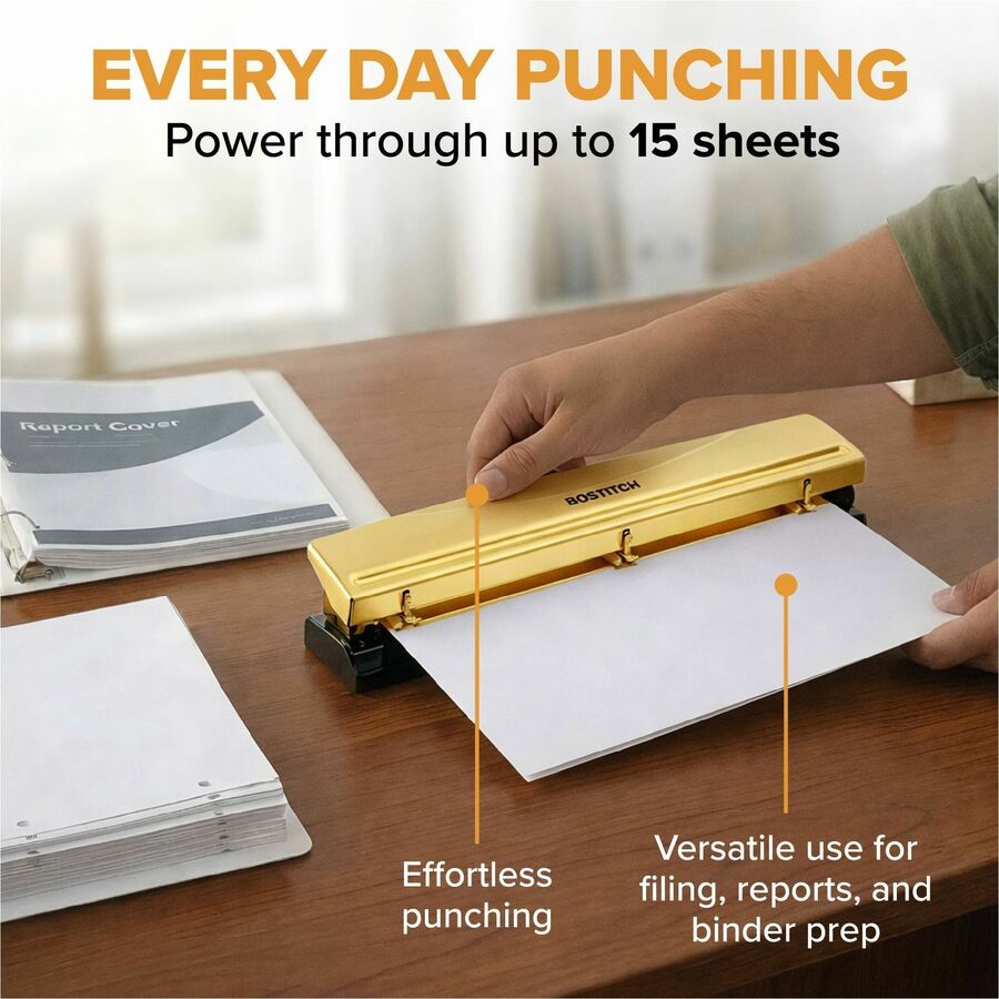 Bostitch Manual Hole Punch - HP15-GOLD