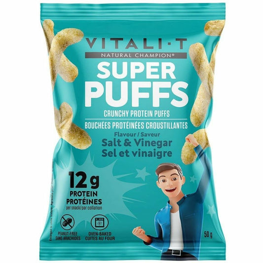 Super Puffs Protein Snacks Salt and Vinegar - 24 x 50g Box