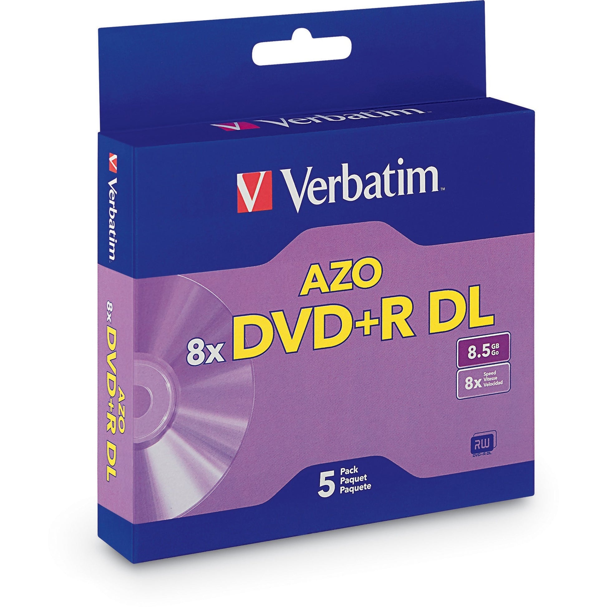 Verbatim 95311 DVD Recordable Media - DVD+R DL - 8x - 8.50 GB - 5 - Purple
