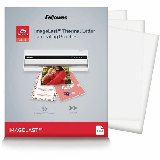 Fellowes Thermal Laminating Pouches - ImageLast&trade;, Jam Free, Letter, 3 mil, 25 pack