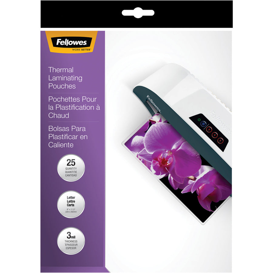 Fellowes Thermal Laminating Pouches - ImageLast&trade;, Jam Free, Letter, 3 mil, 25 pack - 5200501