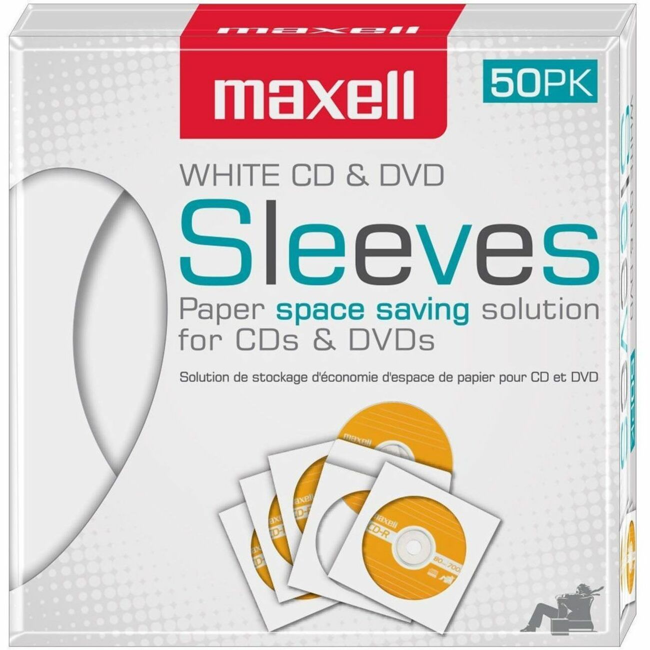 Maxell CD/DVD Paper Sleeves White 50 Pack
