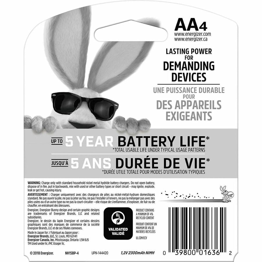 Energizer Recharge Power Plus Rechargeable AA Batteries - NH15BP-4