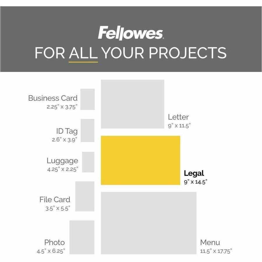 Fellowes Glossy Pouch - Legal, 3 mil, 50 pack - 52226