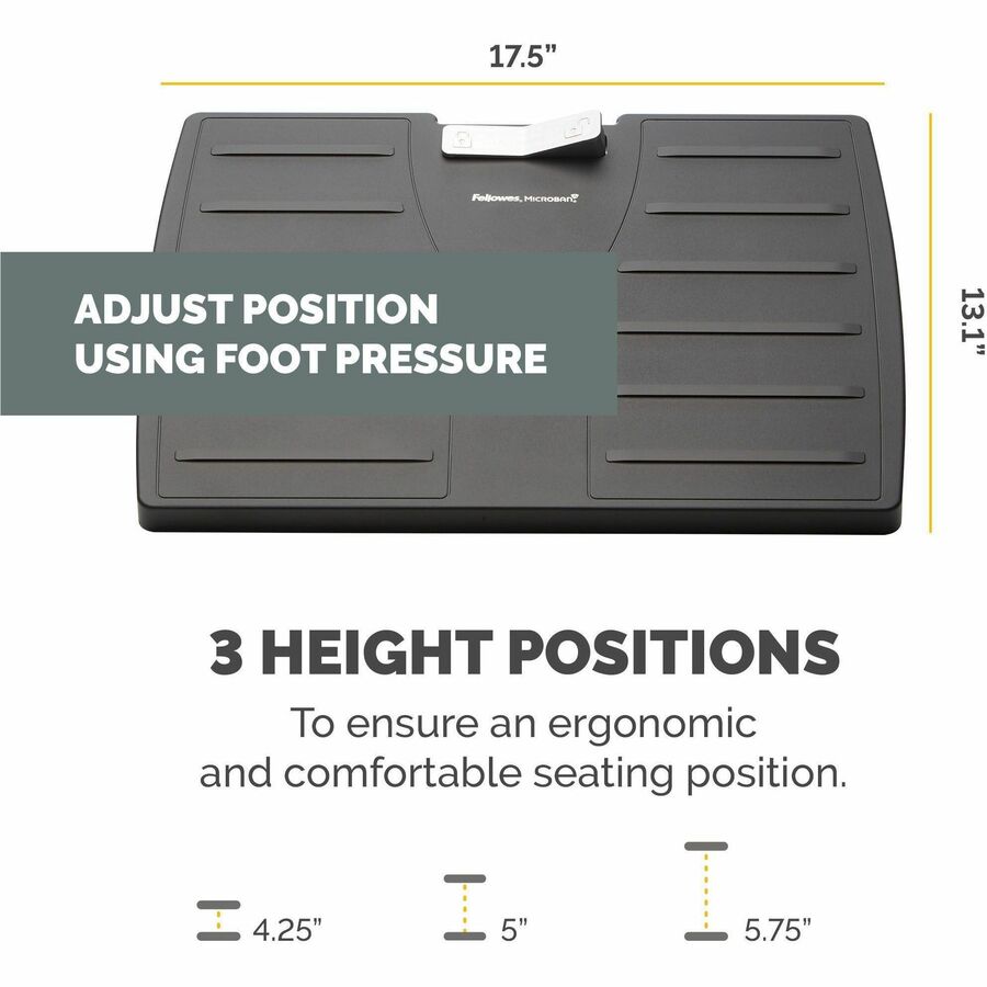 Fellowes Office Suites&trade; Adjustable Footrest with Microban&reg; - 8035001