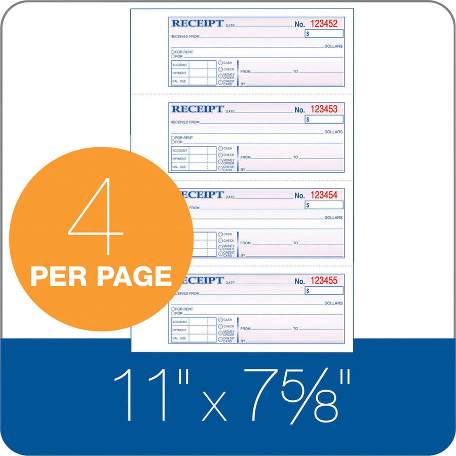 Adams Tapebound 3-part Money Receipt Book - TC1182